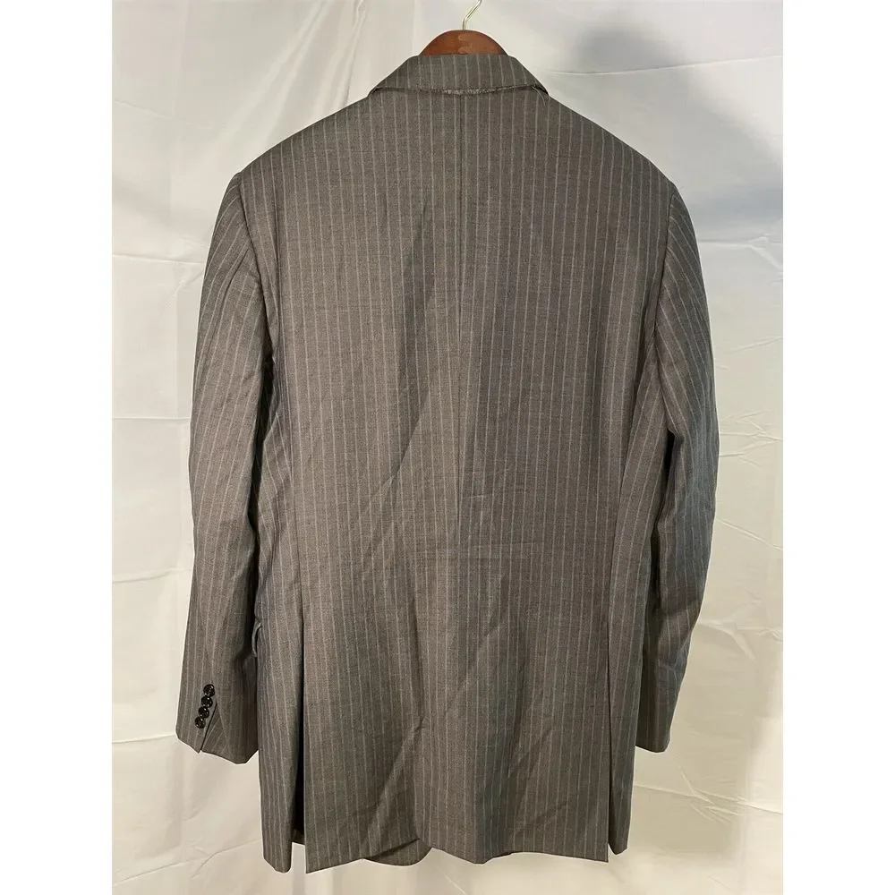 Hickey Freeman 42L Gray Pinstriped Loro Piana Tasmanian Super 130's 2 Btn Blazer_8
